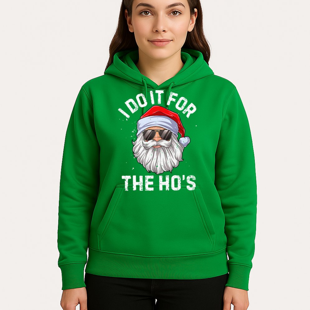 I Do It For The HoS Funny Inappropriate Christmas Short Sleeve Santa Hoodie