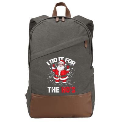 I Do It For The Hos Christmas Santa Lifting Dumbbells Cotton Canvas Backpack