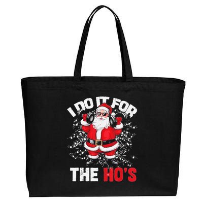 I Do It For The Hos Christmas Santa Lifting Dumbbells Cotton Canvas Jumbo Tote