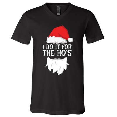 I Do It For The Hos Santa Christmas V-Neck T-Shirt