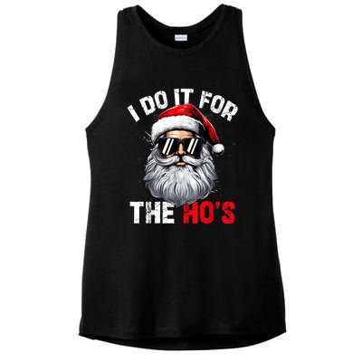 I Do It For The Hos Funny Inappropriate Christmas Santa Face Ladies PosiCharge Tri-Blend Wicking Tank