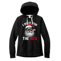 I Do It For The Hos Funny Inappropriate Christmas Santa Face Women's Fleece Hoodie