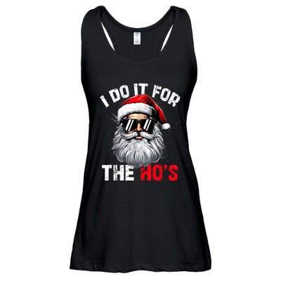 I Do It For The Hos Funny Inappropriate Christmas Santa Face Ladies Essential Flowy Tank