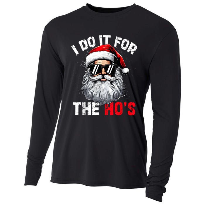 I Do It For The Hos Funny Inappropriate Christmas Santa Face Cooling Performance Long Sleeve Crew