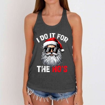 I Do It For The Hos Funny Inappropriate Christmas Santa Face Women's Knotted Racerback Tank