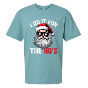 I Do It For The Hos Funny Inappropriate Christmas Santa Face Sueded Cloud Jersey T-Shirt