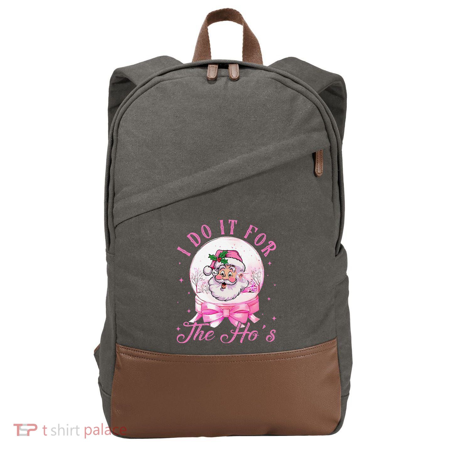 I Do It For The HoS Pin.K Santa For Family Retro Cotton Canvas Backpack