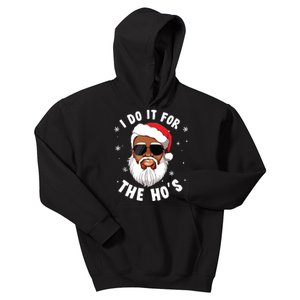 I Do It For The Hos Christmas African American Santa Black Kids Hoodie