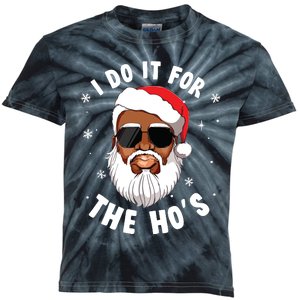 I Do It For The Hos Christmas African American Santa Black Kids Tie-Dye T-Shirt