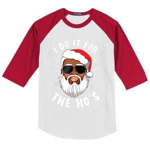 I Do It For The Hos Christmas African American Santa Black Kids Colorblock Raglan Jersey