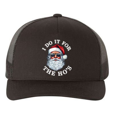 I Do It For The Hos Funny Inappropriate Christmas Santa Face Yupoong Adult 5-Panel Trucker Hat