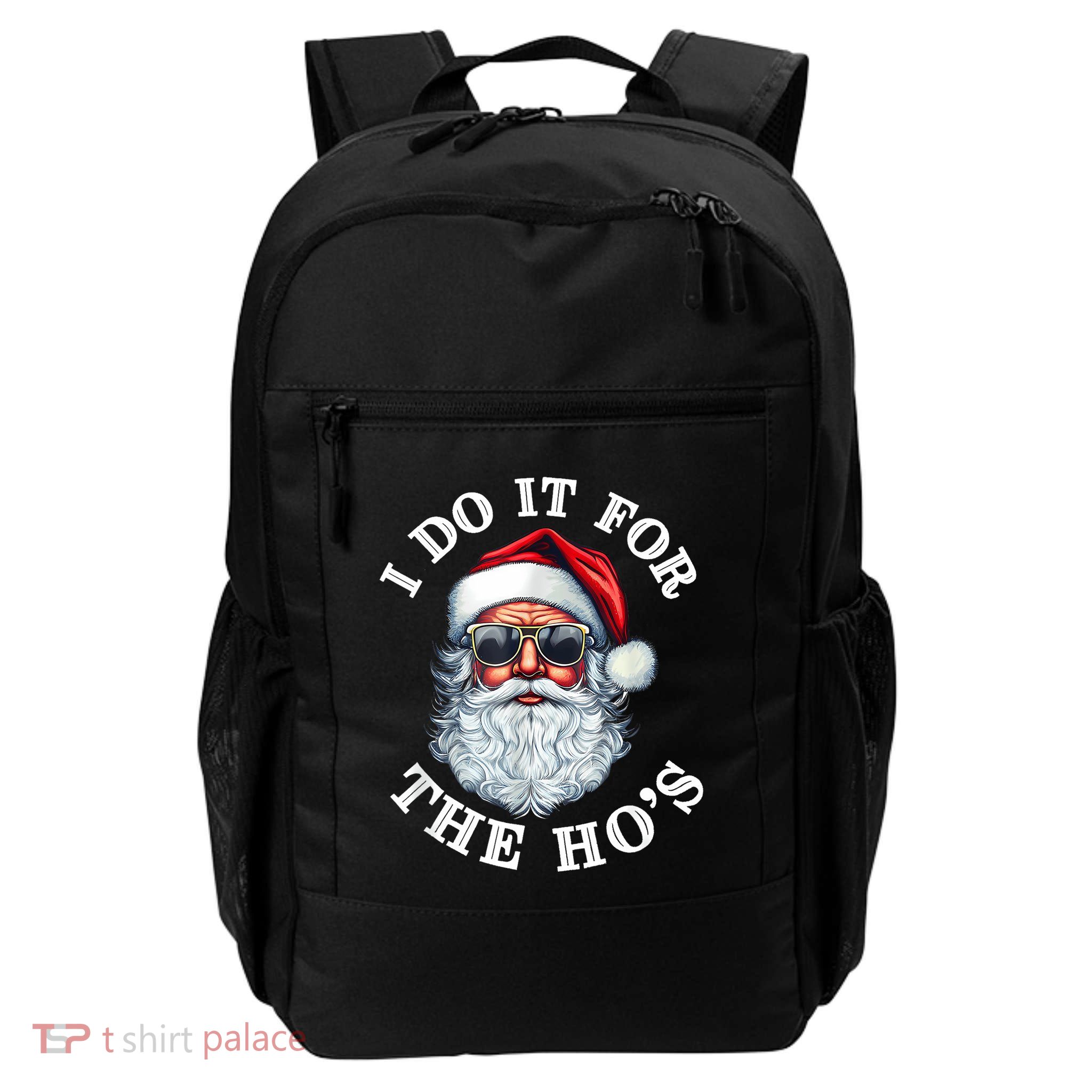 I Do It For The Hos Funny Inappropriate Christmas Santa Face Backpack