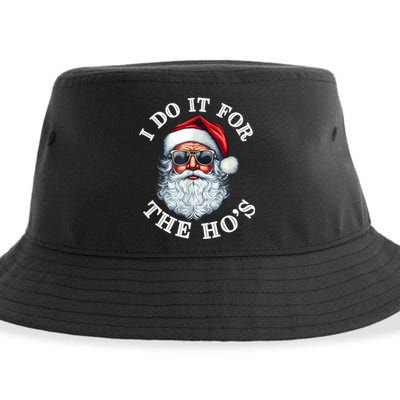 I Do It For The Hos Funny Inappropriate Christmas Santa Face Sustainable Bucket Hat