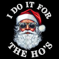 I Do It For The Hos Funny Inappropriate Christmas Santa Face Sustainable Bucket Hat