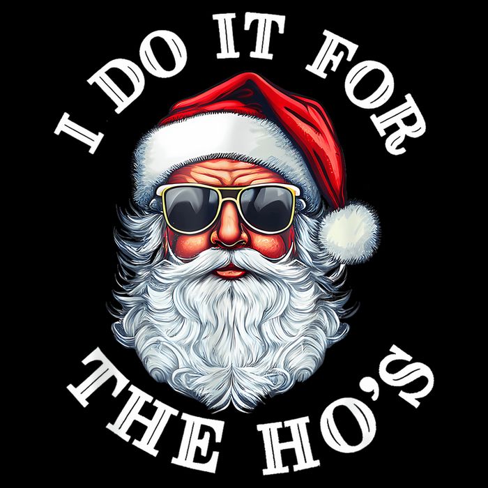 I Do It For The Hos Funny Inappropriate Christmas Santa Face Sustainable Bucket Hat