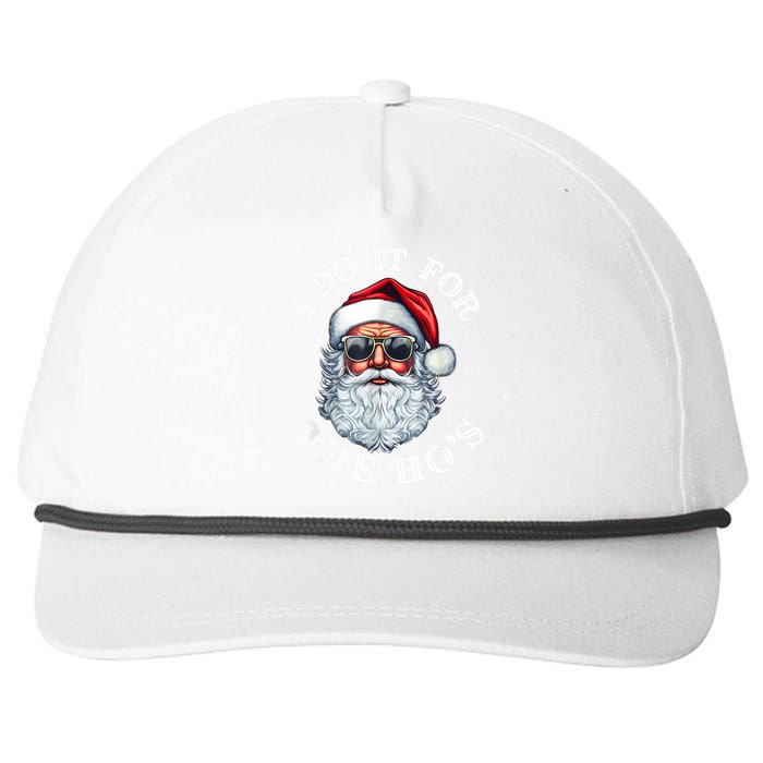 I Do It For The Hos Funny Inappropriate Christmas Santa Face Snapback Five-Panel Rope Hat