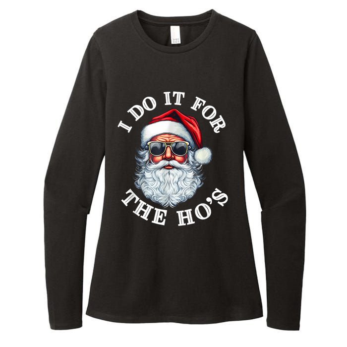 I Do It For The Hos Funny Inappropriate Christmas Santa Face Womens CVC Long Sleeve Shirt