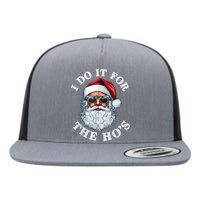 I Do It For The Hos Funny Inappropriate Christmas Santa Face Flat Bill Trucker Hat