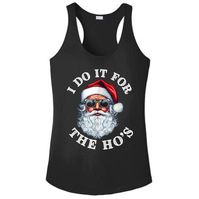 I Do It For The Hos Funny Inappropriate Christmas Santa Face Ladies PosiCharge Competitor Racerback Tank