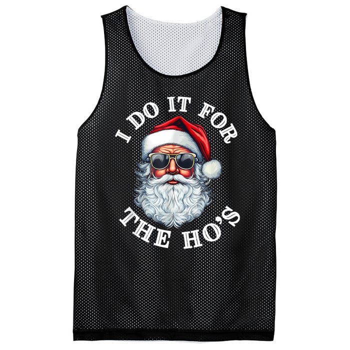 I Do It For The Hos Funny Inappropriate Christmas Santa Face Mesh Reversible Basketball Jersey Tank