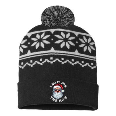 I Do It For The Hos Funny Inappropriate Christmas Santa Face USA-Made Snowflake Beanie