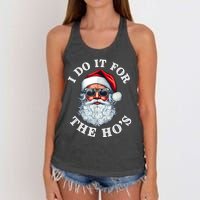 I Do It For The Hos Funny Inappropriate Christmas Santa Face Women's Knotted Racerback Tank