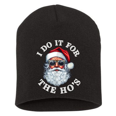 I Do It For The Hos Funny Inappropriate Christmas Santa Face Short Acrylic Beanie