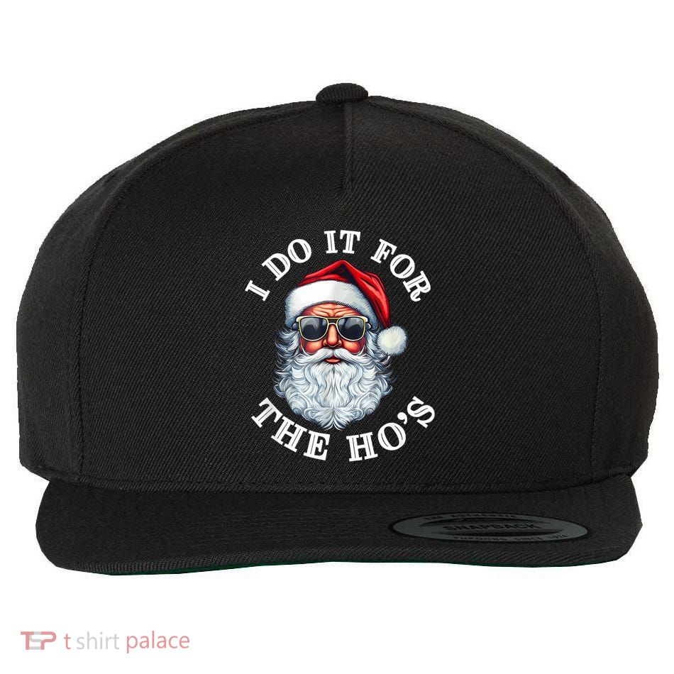 I Do It For The Hos Funny Inappropriate Christmas Santa Face Wool Snapback Cap