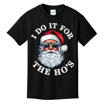 I Do It For The Hos Funny Inappropriate Christmas Santa Face Kids T-Shirt