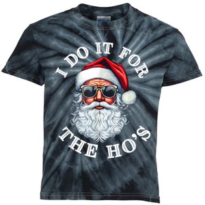 I Do It For The Hos Funny Inappropriate Christmas Santa Face Kids Tie-Dye T-Shirt