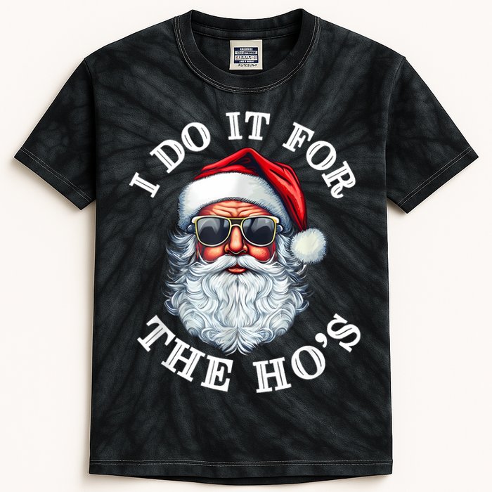 I Do It For The Hos Funny Inappropriate Christmas Santa Face Kids Tie-Dye T-Shirt