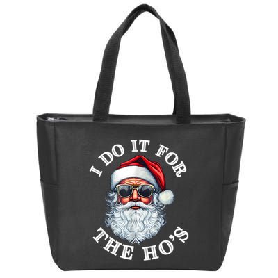 I Do It For The Hos Funny Inappropriate Christmas Santa Face Zip Tote Bag