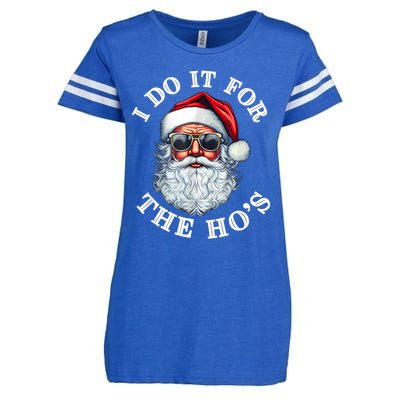 I Do It For The Hos Funny Inappropriate Christmas Santa Face Enza Ladies Jersey Football T-Shirt