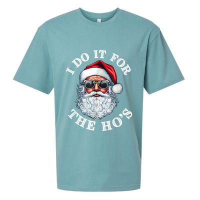 I Do It For The Hos Funny Inappropriate Christmas Santa Face Sueded Cloud Jersey T-Shirt