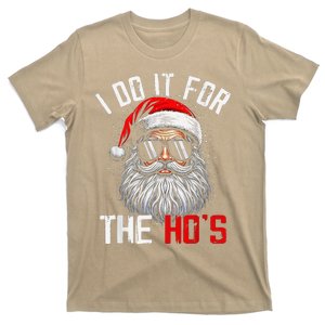 I Do It For The Hos Funny Inappropriate Christmas Santa Face T-Shirt