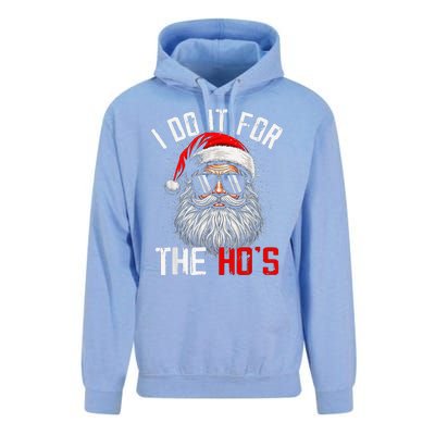 I Do It For The Hos Funny Inappropriate Christmas Santa Face Unisex Surf Hoodie