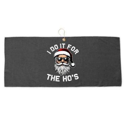 I Do It For The Hos Funny Inappropriate Christmas Santa Face Large Microfiber Waffle Golf Towel