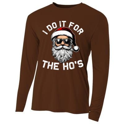 I Do It For The Hos Funny Inappropriate Christmas Santa Face Cooling Performance Long Sleeve Crew