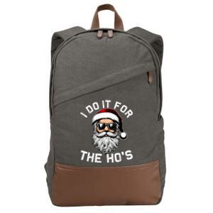 I Do It For The Hos Funny Inappropriate Christmas Santa Face Cotton Canvas Backpack