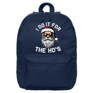 I Do It For The Hos Funny Inappropriate Christmas Santa Face 16 in Basic Backpack