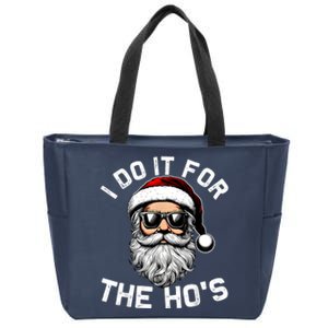 I Do It For The Hos Funny Inappropriate Christmas Santa Face Zip Tote Bag