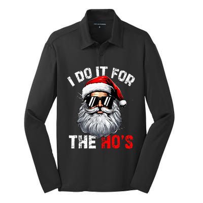 I Do It For The Hos Inappropriate Christmas Santa Face Silk Touch Performance Long Sleeve Polo