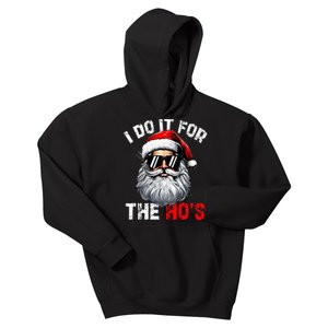 I Do It For The Hos Inappropriate Christmas Santa Face Kids Hoodie