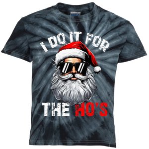 I Do It For The Hos Inappropriate Christmas Santa Face Kids Tie-Dye T-Shirt