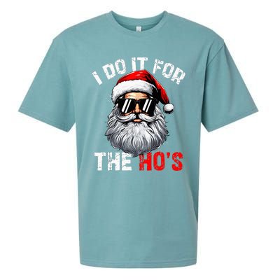 I Do It For The Hos Inappropriate Christmas Santa Face Sueded Cloud Jersey T-Shirt