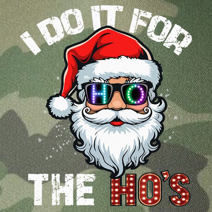I Do It For The Hos Funny Inappropriate Christmas Santa Led Legacy Tie Dye Trucker Hat