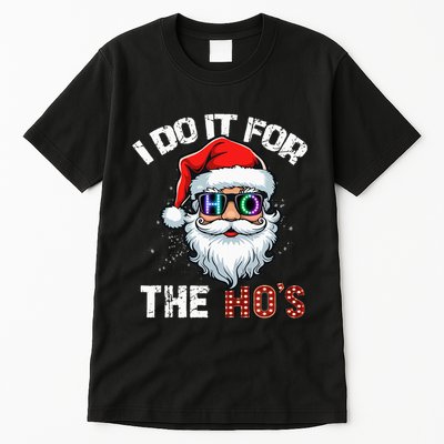 I Do It For The Hos Funny Inappropriate Christmas Santa Led Tall T-Shirt