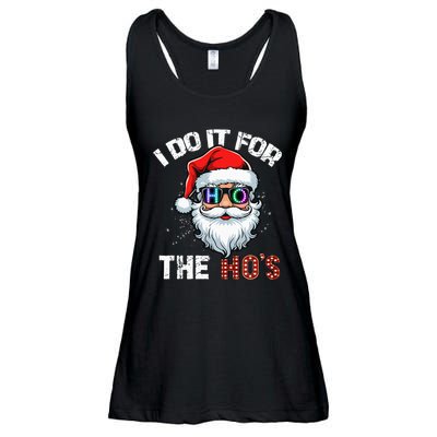 I Do It For The Hos Funny Inappropriate Christmas Santa Led Ladies Essential Flowy Tank
