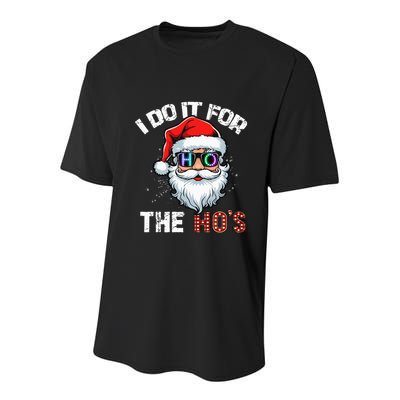 I Do It For The Hos Funny Inappropriate Christmas Santa Led Youth Performance Sprint T-Shirt