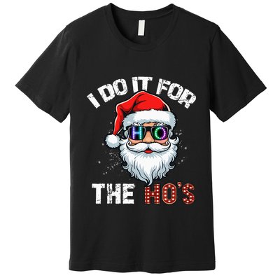 I Do It For The Hos Funny Inappropriate Christmas Santa Led Premium T-Shirt
